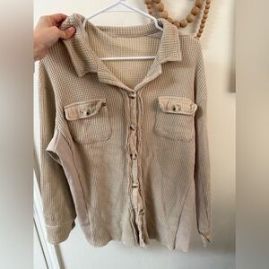 Oversized cream waffle knit sweater